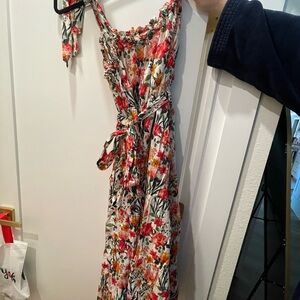Vionic Floral Maxi Dress with Red and White Accents